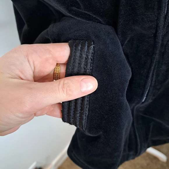 Vintage Y2K Black Velour Velveteen Zip Up Sleeveless Shirt Top Vest Size Large - Picture 4 of 8